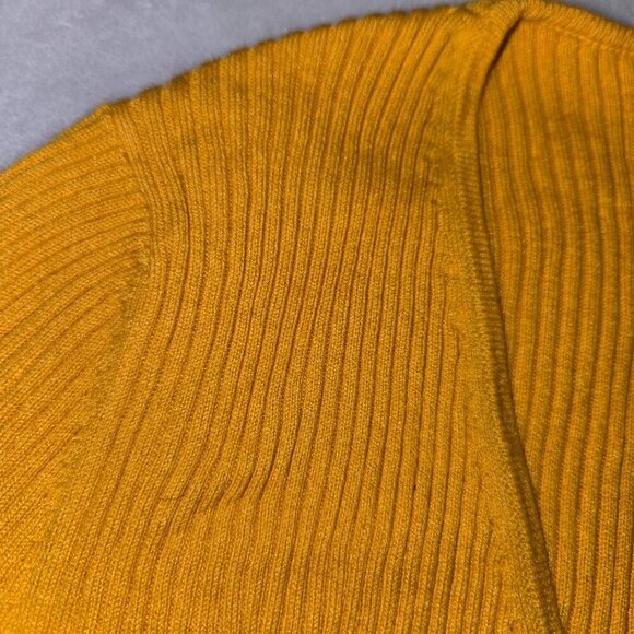 Massimo Dutti mustard yellow ribbed sweater mulberry silk cotton M - Picture 4 of 11